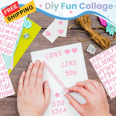 640 Pcs Letter Stickers Glitter Alphabet Stickers, 8 Sheets 1 inch, Pink