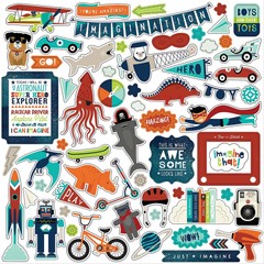 Echo Park Paper 12″ x 12″ Elements Imagine That Boy Cardstock Stickers