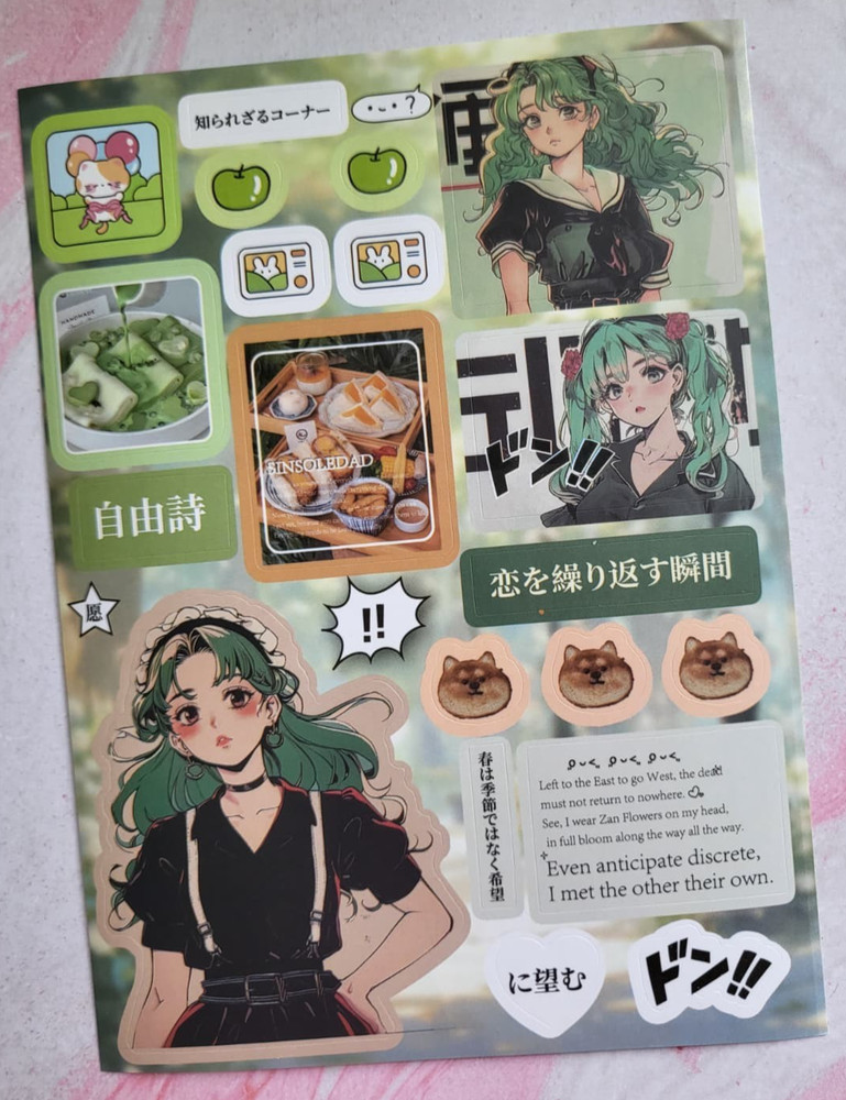 Japan Manga Girls Matte Sticker Sheet – Cute Shiba Inu – Coffee Food Aesthetic