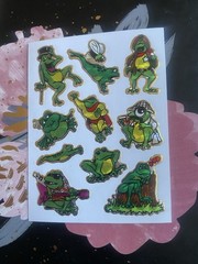 Vtg Prism Vending Frogs Sticker Sheet 4×3 Inches