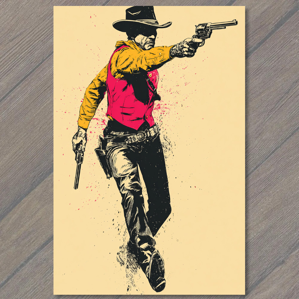 STICKER Western Cowboy Dual Revolver Action Graphic