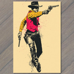 STICKER Western Cowboy Dual Revolver Action Graphic