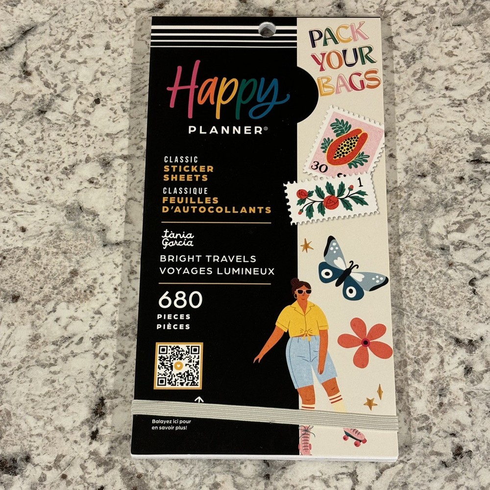 NEW Happy Planner Sticker Book – Bright Travels 680 Pieces ✈️🚗🚲🚕🧳🌴🦋