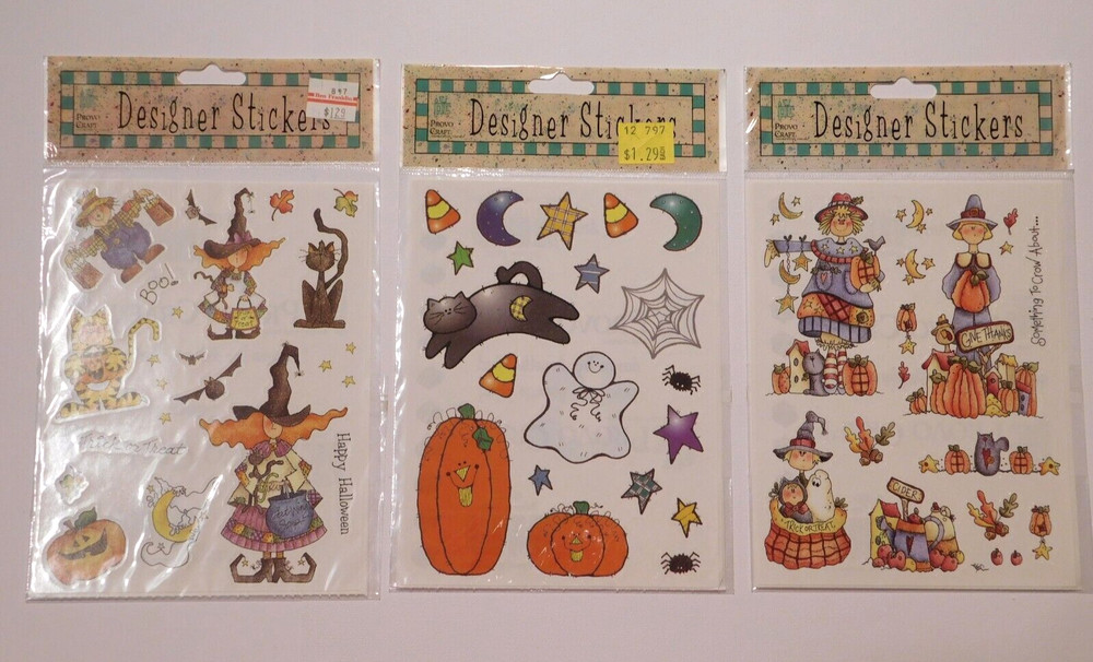 Provo Craft Stickers 3 Brand New Packs ~Halloween Fall~ Pumpkins Scarecrow