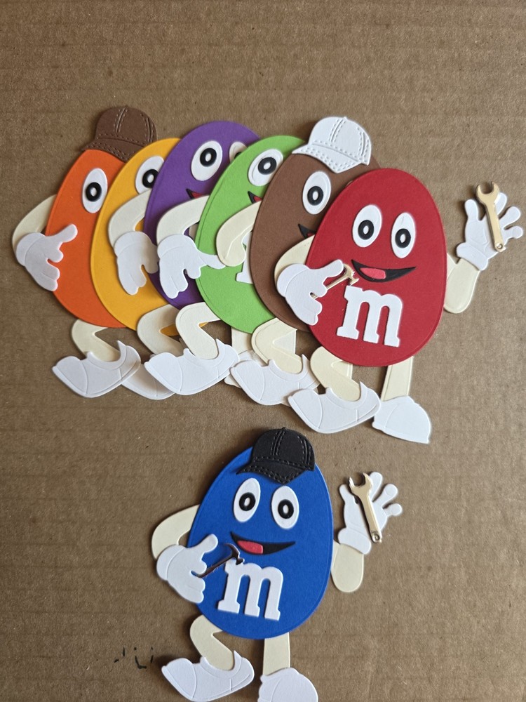 1pc Large M & M With Tools Chocolate Paper Die Cut Cardstock For Scrapbook