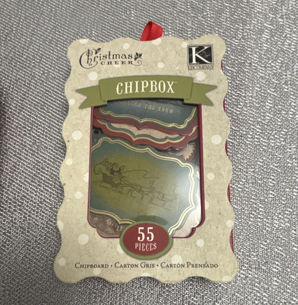 K & Company Chipbox Christmas Cheer Chipboard Accents Embellishments 55pc