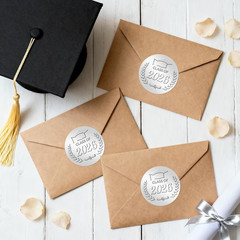 100Pcs Class of 2026 Stickers – Silver Foil Embossed Graduation Stickers 2 Inch