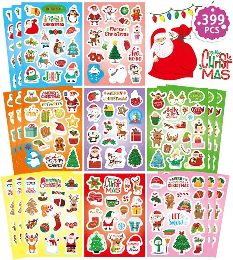 399PCS Christmas Stickers for Kids, Merry Christmas Stickers for Envelopes Cards