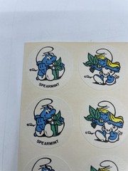 Vintage 80s Stickers Smurf Scratch n Sniff Spearmint 1982 Unused