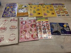 Lot Of Vintage Stickers Space Princess Sponge Bob Construction Etc