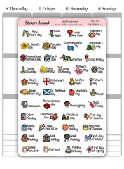 UK Public Holiday Planner Sticker Large sheet, United Kingdom Wacky Fun Holiday