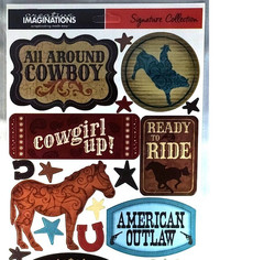 Creative Imaginations Western Stickers Cowboy Outlaw Scrapbooking Die Cut NOS