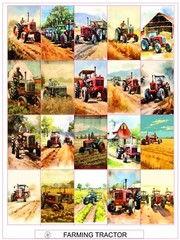 FARMING TRACTORS – COMPLETE SHEET OF 25 STICKERS