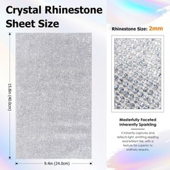 Self-Adhesive Rhinestone Sheets, 9.4×15.8 Inch Glitter Gems for DIY Car Decor