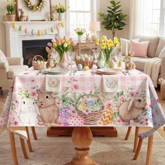 Easter Bunny Tablecloth 60×104 Inch, Easter Rabbits Decorations for Home Tabl…
