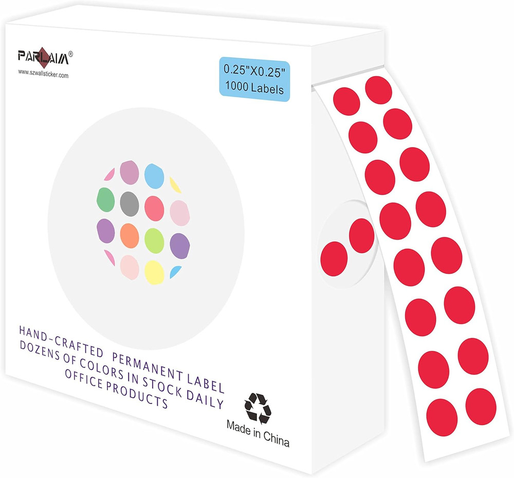 0.25 Inch Color-Code Dot Stickers,1000 Stickers Roll Colorful Coding Label Stick