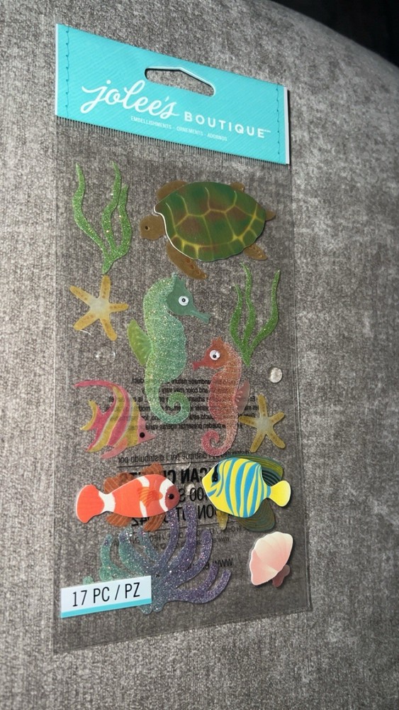 Rare! Jolee’s SEA HORSES Turtle Starfish Fish Dimensional Sticker 17 Pcs NIP