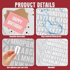 10 Sheet Small Letter Stickers – 1 Inch White Vinyl Self Adhesive Alphabet Stick