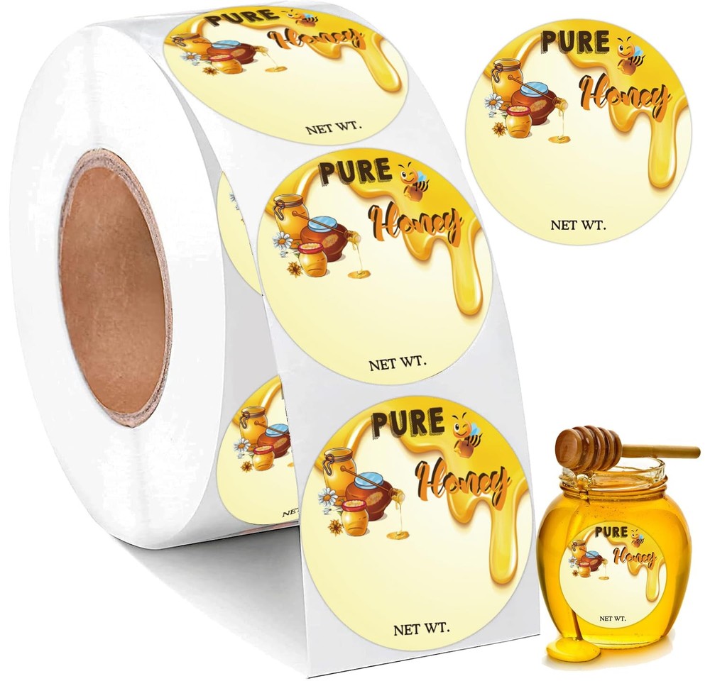 1.5 Inch Bee Thank You Stickers 500 Pcs Honey Jar Labels Self Adhesive