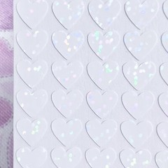 White Heart Stickers! – Very Subtle Holographic Sparkle – 0.25 to 4 inch