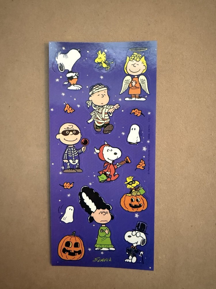 Peanuts Snoopy Halloween Pumpkin Stickers Sticker Sheet Friends Schulz Hallm #2