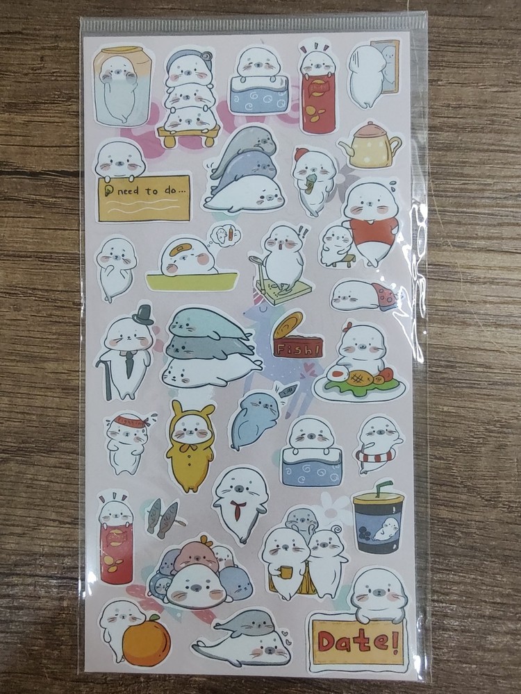 Adorable Seal Cute Stickers Cards Envelope Gift Box DIY Album Stationery