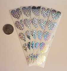 30 HEART STICKERS/HOLOGRAPHIC HEART STICKERS/SPARKLE HEART STICKERS