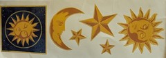SUN,MOON & STARS Removable,Reusable & Washable Stickers(6pc)Textured•Card Making