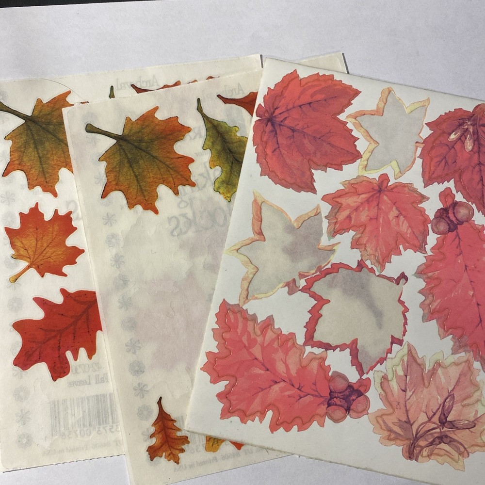 Vintage FALL LEAVES Sticker Sheets Scrapbook Planner Craft Stickers Lot