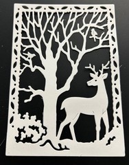 Christmas Die Cuts * Forest Deer Scene * Set of Six * Black or White Cardstock