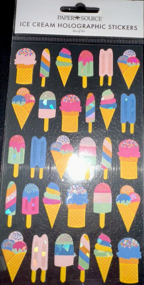 ICE CREAM HOLOGRAPHIC STICKERS✨🍦😋🍨✨DELICIOUS✨7” X 4”✨&✨1 1/4” X 1/2”✨☝️