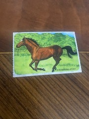 Vintage SmileMakers Brown Horse Galloping Sticker Mod 2×4 Inches