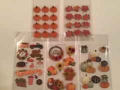 Lot of 5 NEW generic FALL Pumpkin THANKSGIVING Themed 3-D stickers 24.95 retail