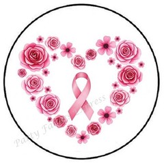PINK RIBBON HEART FLORAL BREAST CANCER ENVELOPE SEALS LABELS STICKERS FAVORS