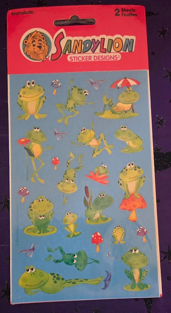 Vintage Sandylion Sticker Designs Kromekote Frogs 2 Sheets Sealed Y2K Dead NOS