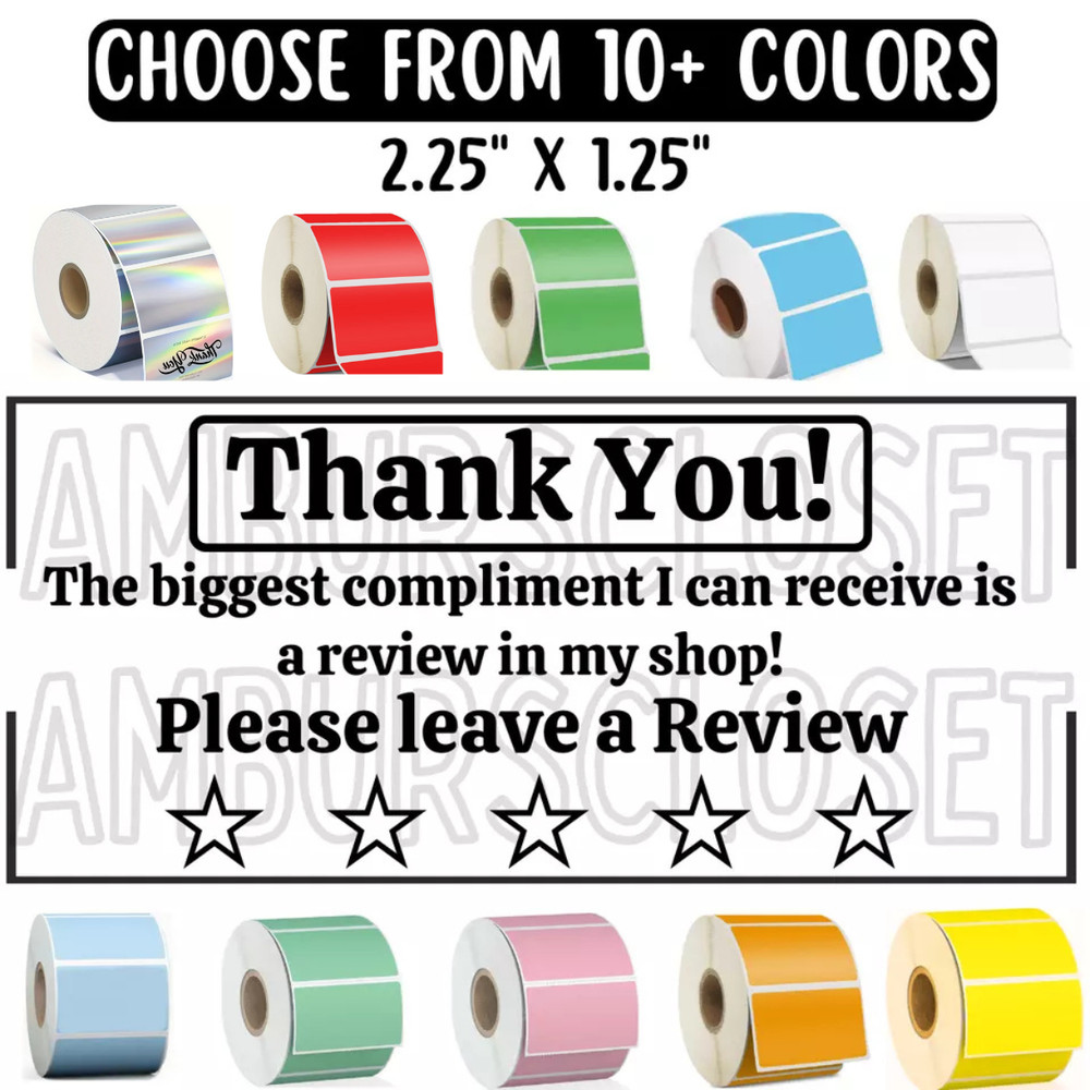 THANK YOU STICKERS 2.25″ LABELS SEALS REVIEW STORE FEEDBACK SCRATCH RESISTANT