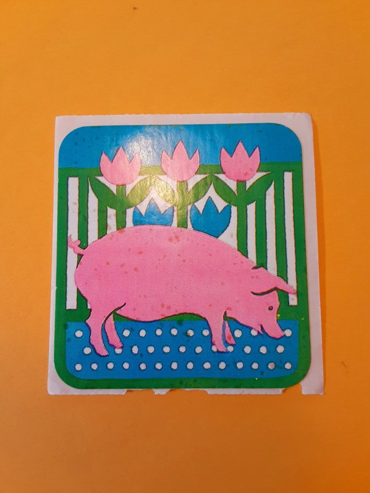 vintage 80’s illuminations animal parade pig sticker module *restored* *damaged*