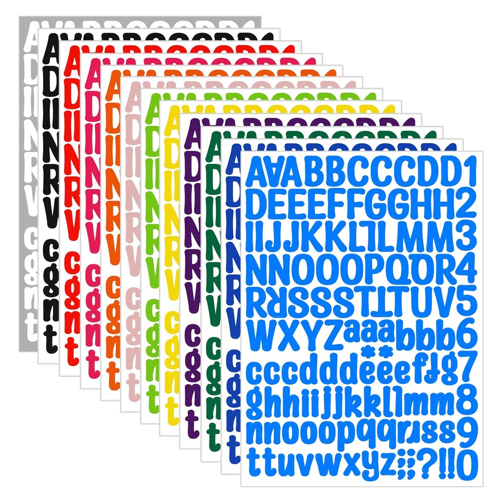 1512 Letter Stickers, 12 Sheets Alphabet 11.4 x 8.26 inches, Multi Color