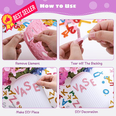 WSICSE 584Pcs Glitter Letter Stickers, 8 Colors 3D Self-Adhesive Multicolor