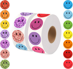 2000 Pcs Rainbow Glitter Smile Face Stickers – 1 Inch Rewards for Kids