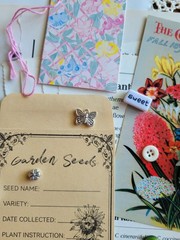 Vibrant Cottagecore Junk Journal Pack 50pc Garden Floral Paper Ribbon Tags