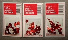 3 Packs Vintage 1/2″ Red Gummed Foil Heart Stickers, 140 per pack, 420 total,ne