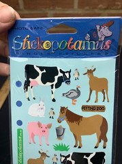 Farm Animal Petting Zoo stickers Stickopotamus Lot of 6 Sealed Vtg cows pigs