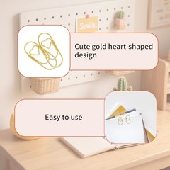 Small Gold Paper Clips: Love Heart Shaped Paperclips 200 Pcs Mini Metal Cute