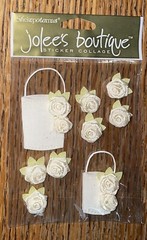 RARE Jolees Fabric Flowers BASKET Wedding Floral Arrangement Rose Garden Sticker