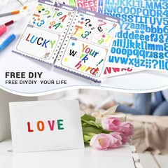 1512 Letter Stickers 12 Sheets 1in Alphabet Vinyl Self Adhesive Multicolor Lette