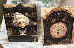 HALLOWEEN SPOOKY Set Of 2 Junk Journal Art Cards Scrapbook Card Topper Crafts