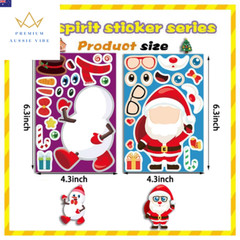 8 Sheets Christmas Puzzle Stickers Create Your Own Santa Claus DIY Make-A-Face K