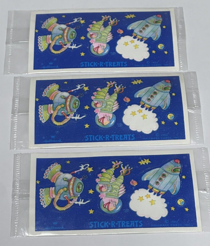 3 Vintage 1984 Hallmark Stick-r-treats Sticker Treats Space Ship outer space