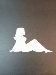 Vintage Stickers MUD FLAP GIRL Glossy Foil Vending Sticker VTG PVI Blue 01